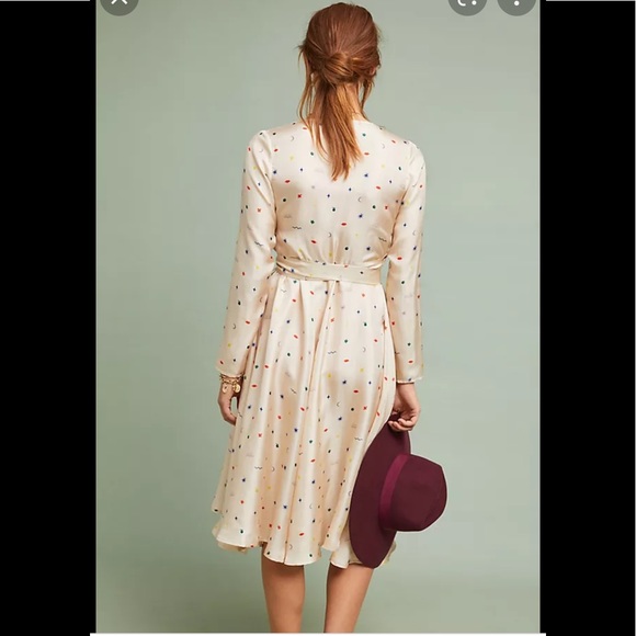 Anthropologie Apalma (ethical and sustainable brand) 100% Silk Wrap Dress-Cream - Picture 3 of 12